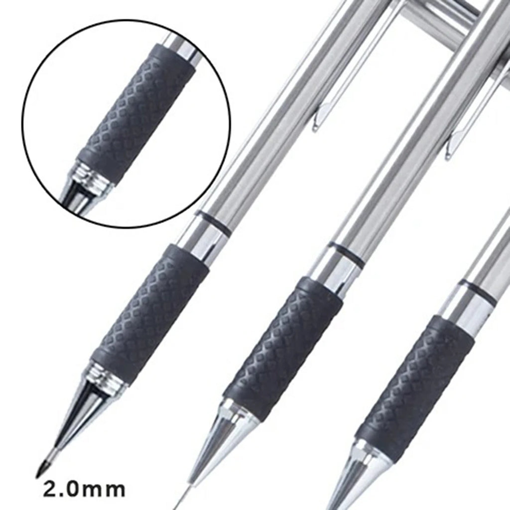 Art Mechanical Pencil Set, Metal Pencil 2mm Graphite Lead Holder (2B) For Writing, Sketching Drawing With Lead Refills Case Qme