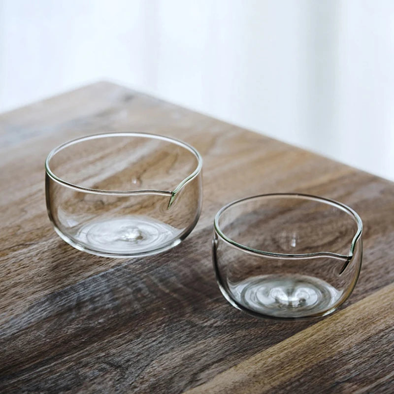 350 Transparent Tea Bowl Spout Double Layer Japanese Matcha Qme
