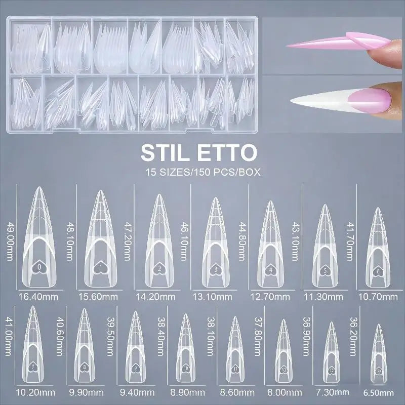 Clear Dual Nail Forms Pre-printed Guides Multiple Sizes Home Portable Qme A2