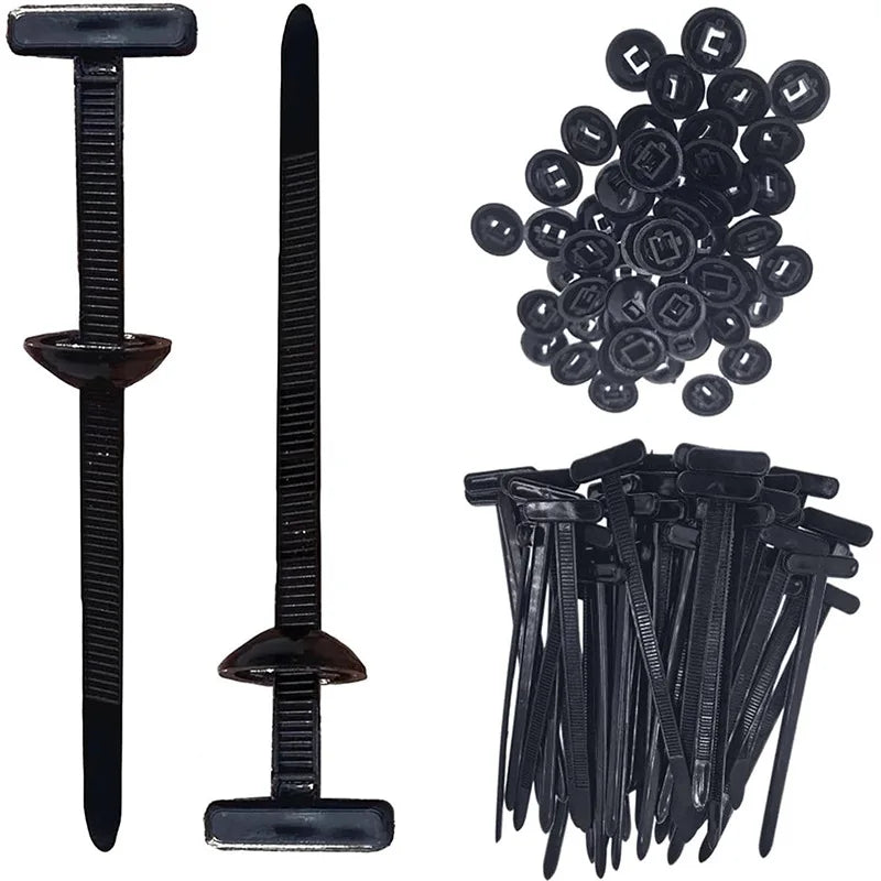 Universal Cable Ties Nylon Fixed Buckle Car Leaf Panel Trunk Cover Self-Locking Heavy Duty Zip Ties Fasteners Cable Organizer Qme 100pcs