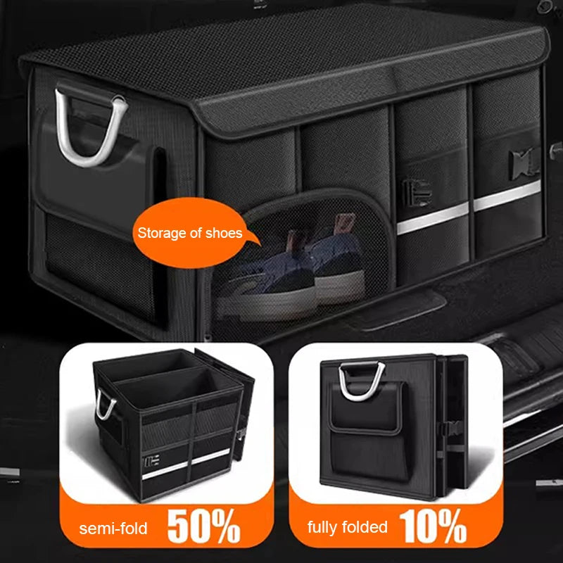 SEAMETAL Foldable Trunk Storage Box Waterproof Oxford Cloth 110L Large-Capacity Car Organizer for Camping/Fishing Easy to Carry Qme