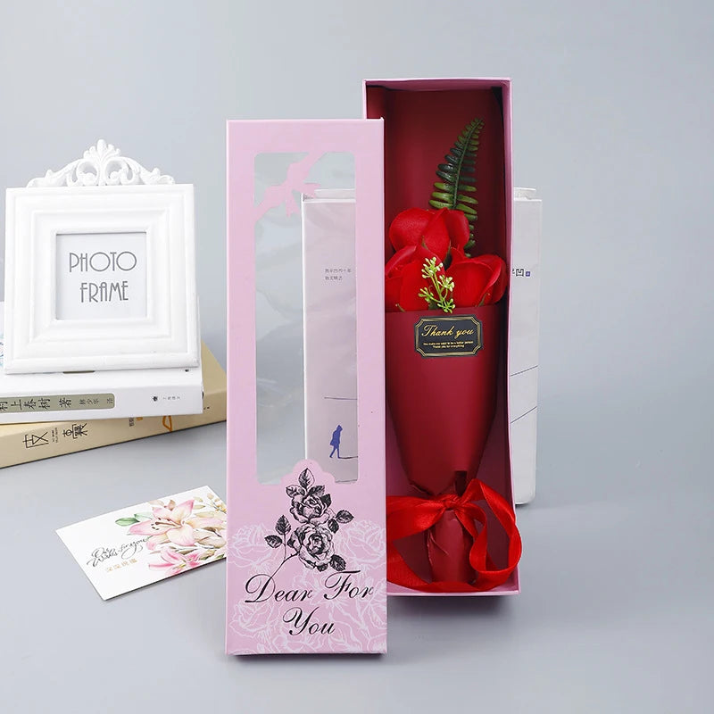 Multi-Use Artificial Soap Flower Bouquet With Gift Box Luxury Soap Florals Simulation Rose Bouquet Wife Girlfriend Gift Qme style 1