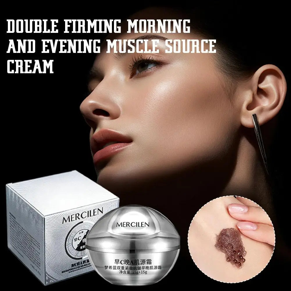 Day Night Dual Firming Essence Cream Set Vitamin C White Truffle Day Cream Retinol Black Truffle Night Cream Smooth Refresh Qme