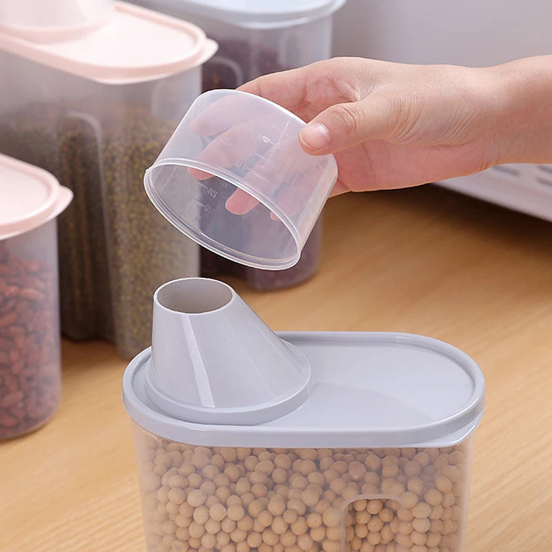 Dry Goods Airtight Container Rice Bucket Grain Storage Measuring Cup Qme
