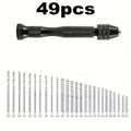 49pcs Ergonomic Aluminum DIY Hand Drill Kit, Featuring a Keyless Chuck And Alloy Drill Bits - Precision Craft Miniature Tools Qme 49PCS