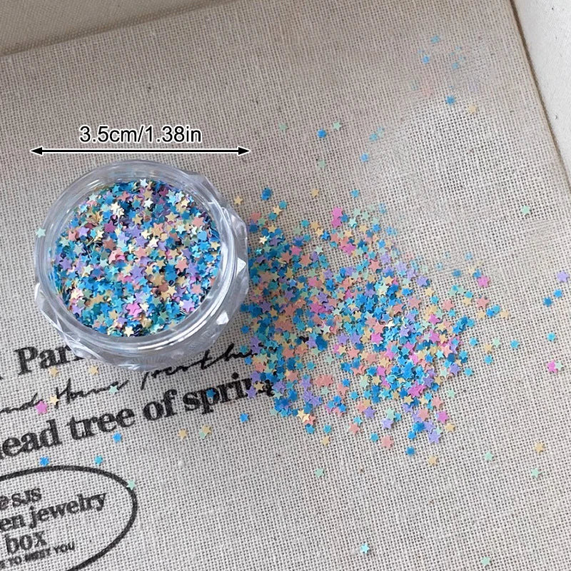 DIY Cute Star Shape Macaron Nail Glitter Art Charm Decoration Qme one size