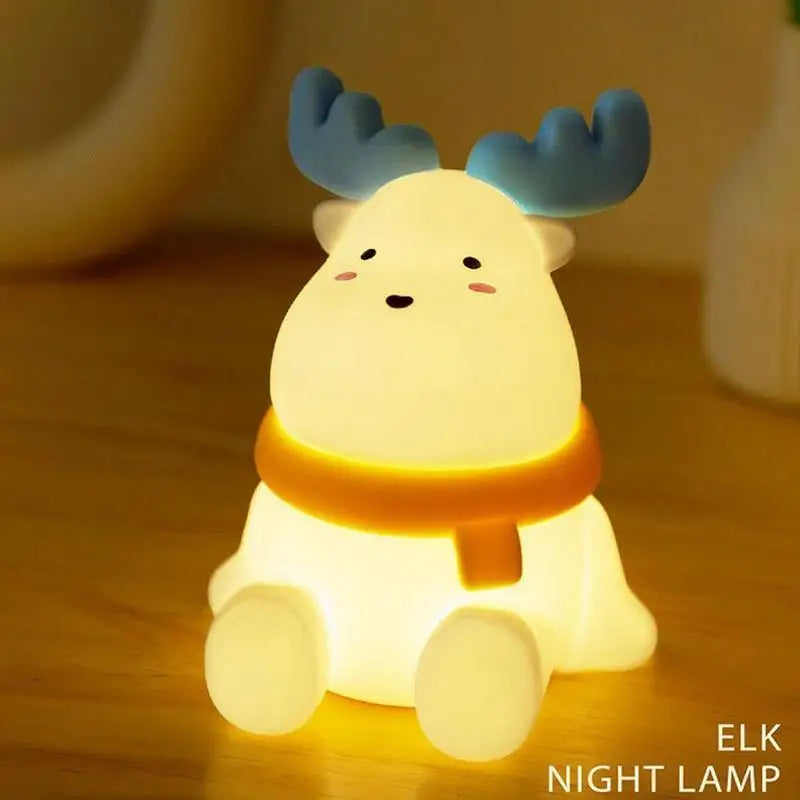 Reindeer Night Light Cute Silicone Elk Lamp Kids Dimmable Qme