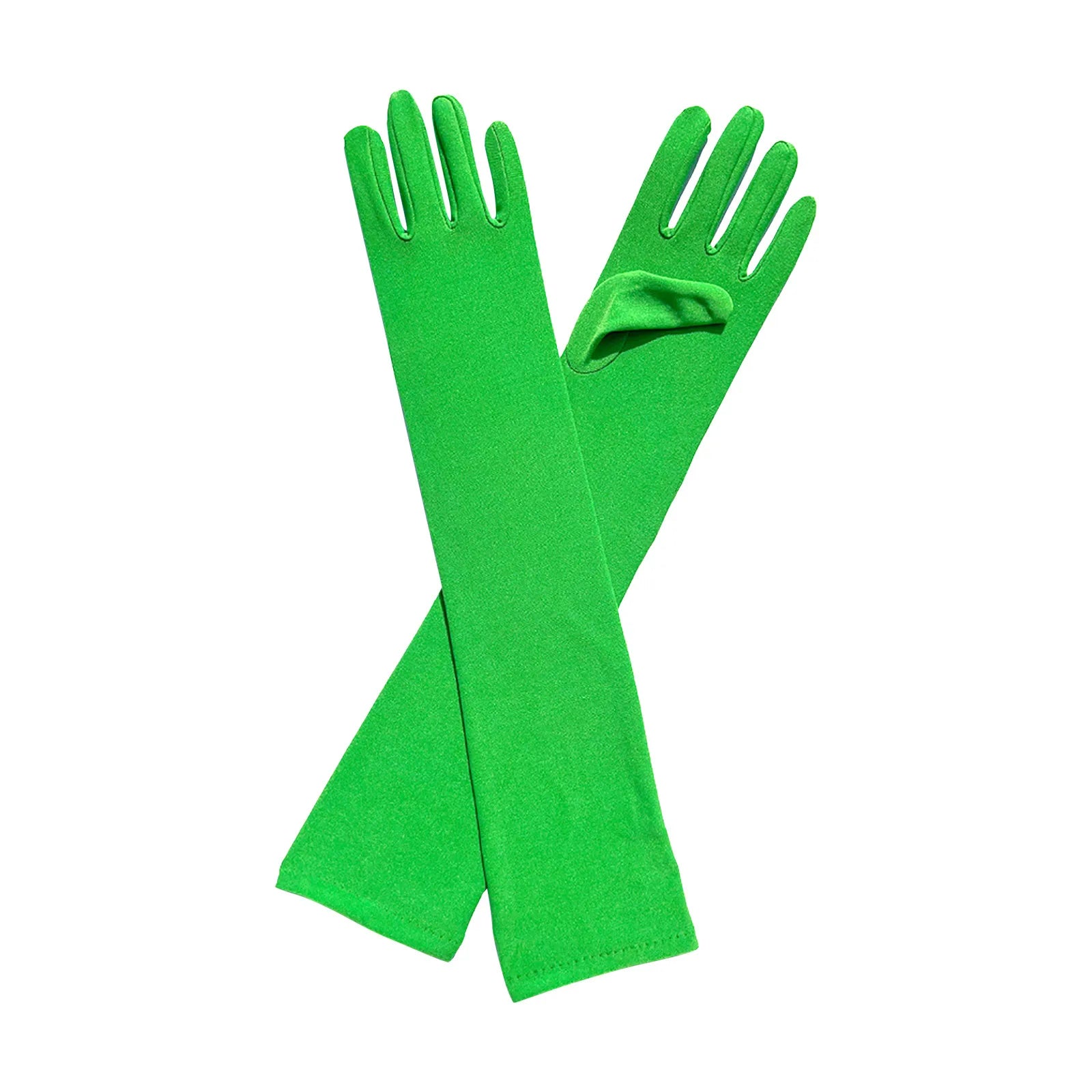 Lightweight Solid Color Milk Silk Elastic Long Mittens Festival Party Group Performance Bar Ball Dress Up Gloves for Female Qme