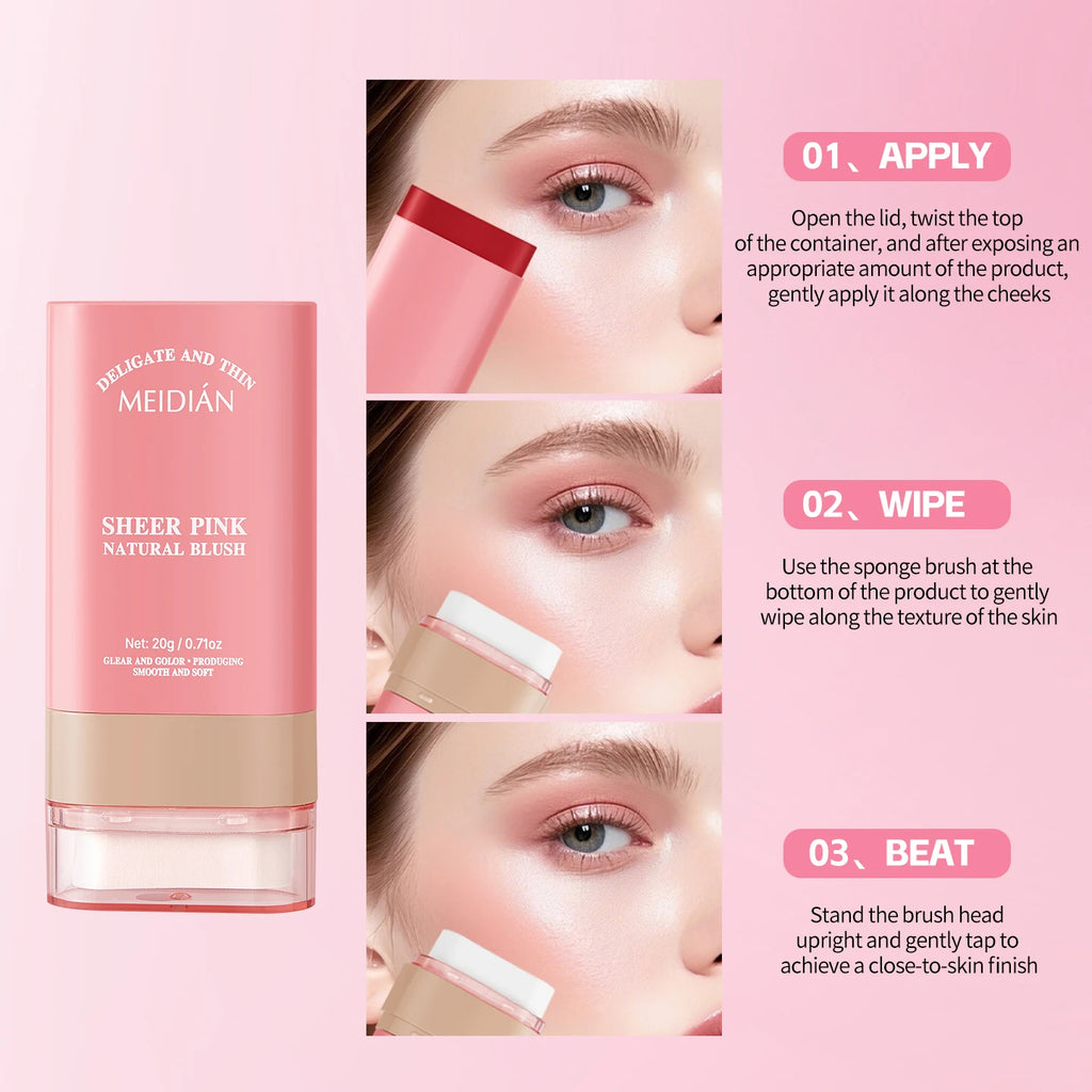 Blusher Stick Natural Lasting Delicate Light Not Easy Fade Creating Qme