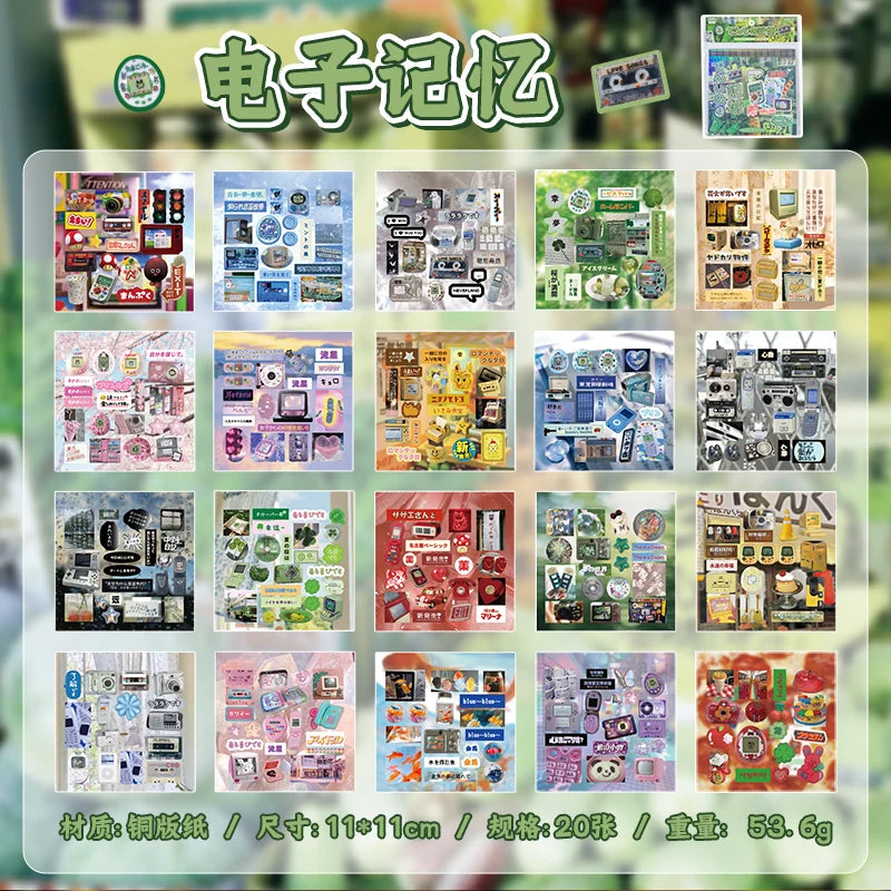 Cute Cartoon PET Die Cut Stickers Book 20/40 Sheets Decorative Scrapbooking Material Handmade Diary Japanese Stationery Supplies Qme E