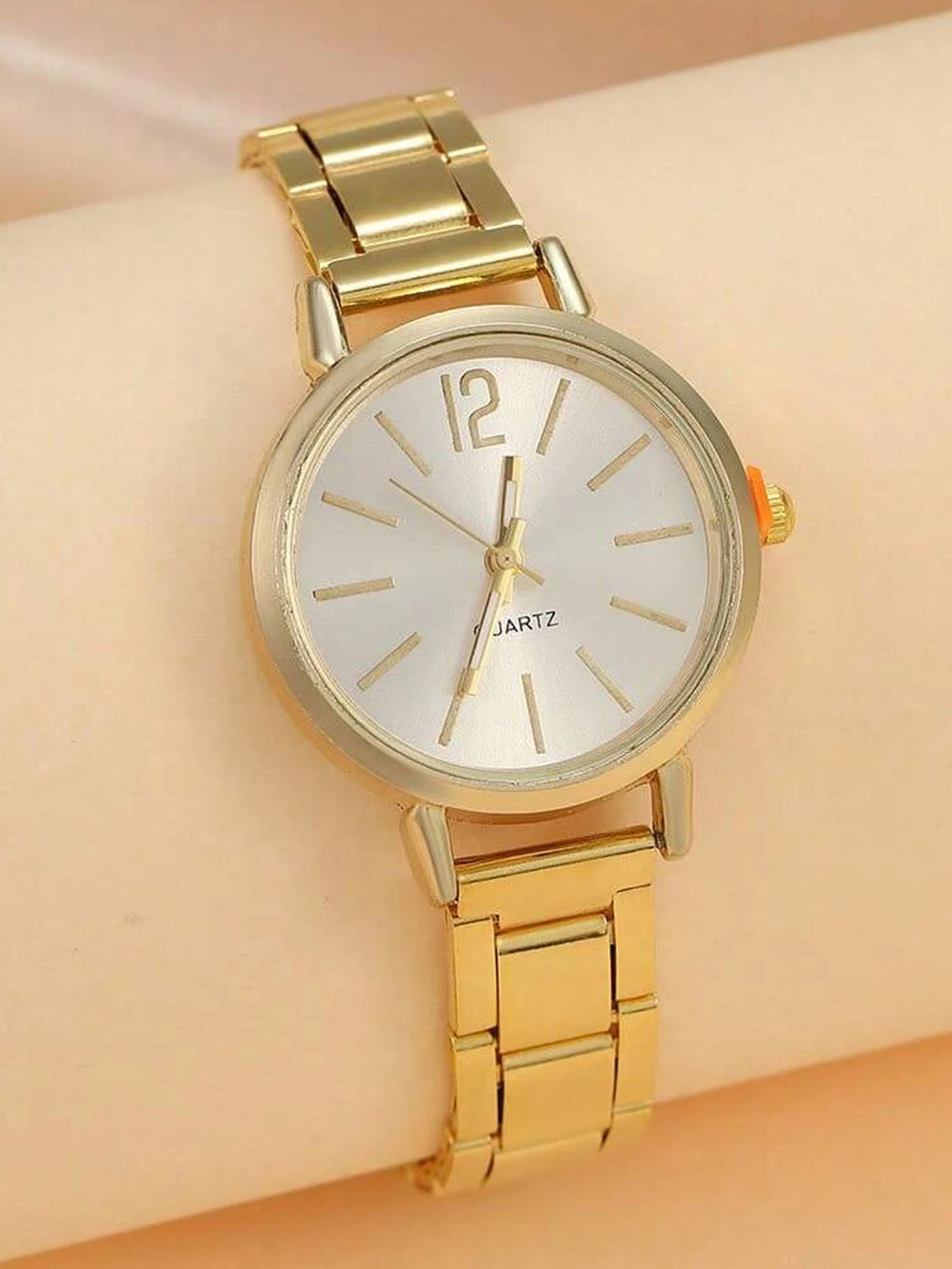 Simple Large Number Silver Steel Watch Full Crystal Tennis Bracelet Set Qme