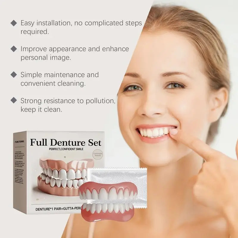 Silicone Denture Natural Safe Professional False Teeth Securing Upper Qme