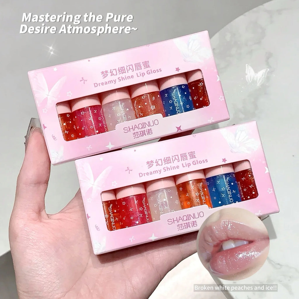 Shimmery Glitter Moisturizing Lip Gloss 6 Colors Highly Pigmented Qme