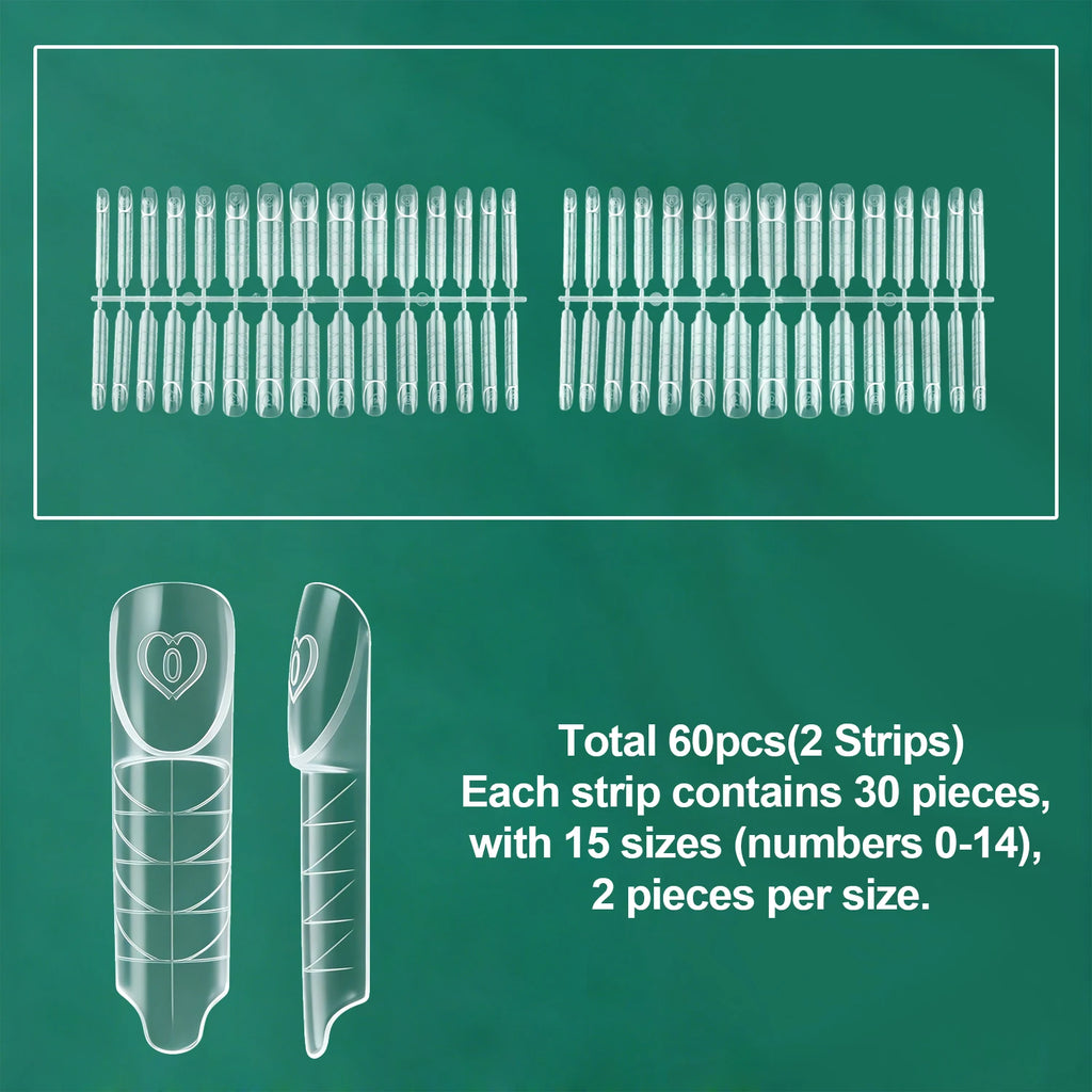 Nailpop Space French Dual Forms 15 Sizes 60 Transparen Reusable Nail Qme Space-60pcs OPP bag