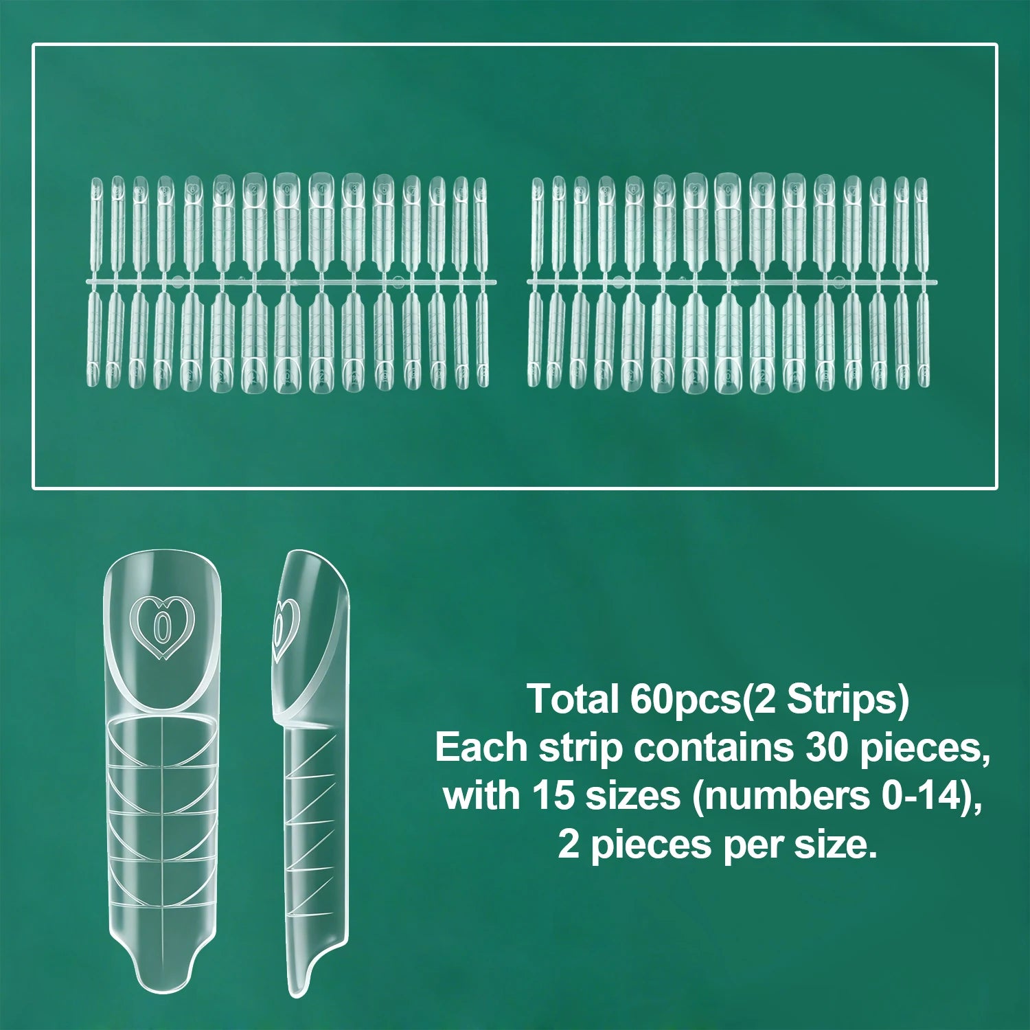 Nailpop Space French Dual Forms 15 Sizes 60 Transparen Reusable Nail Qme Space-60pcs OPP bag