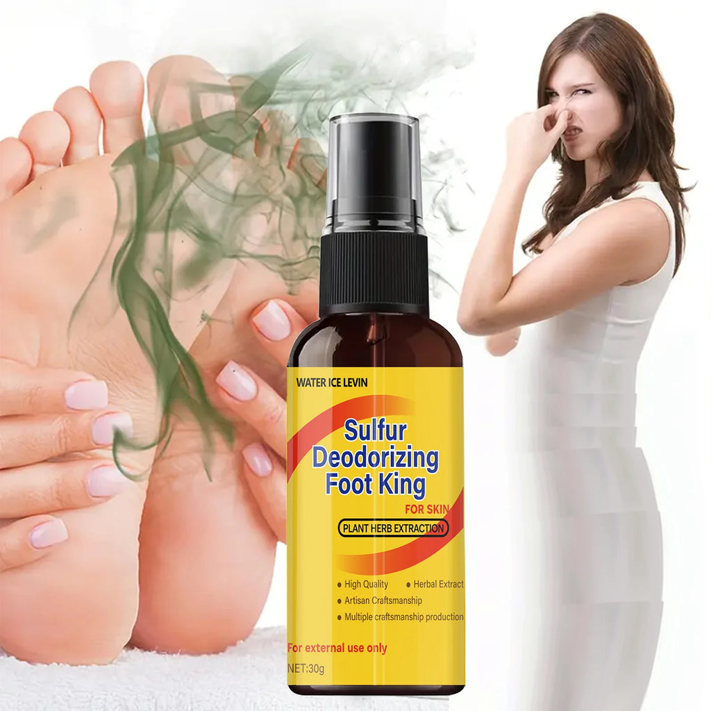 Sulfur Deodorizing Foot Spray & Foot King - Plant Herbal Extract Formula for Effective Odor Control & Skin Moisturizing. Qme