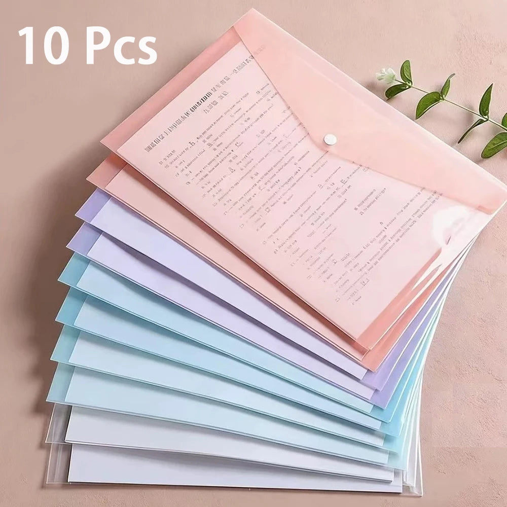 10/20/40/60 Pieces, Colorful Transparent Document Bag, A4 Size PP Plastic Student Folder, Easy To Organize School Supplies Qme 10 PCS