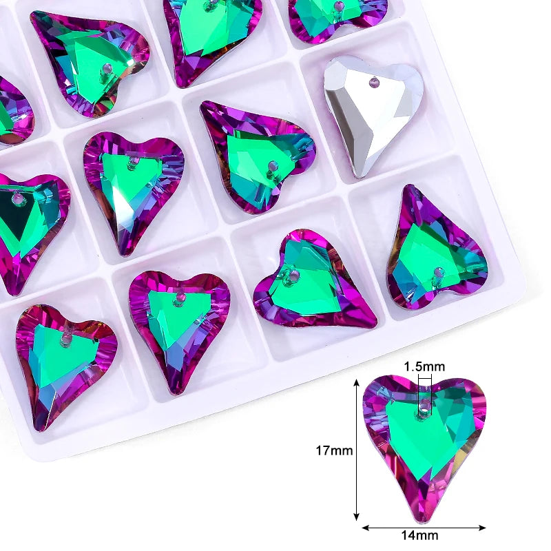 Crystal Pendant Beads Bright Color Single Hole Charm Glass Jewelry Beads Gems For Jewelry Making Supplies DIY Earrings Bracelet Qme 3-12pcs