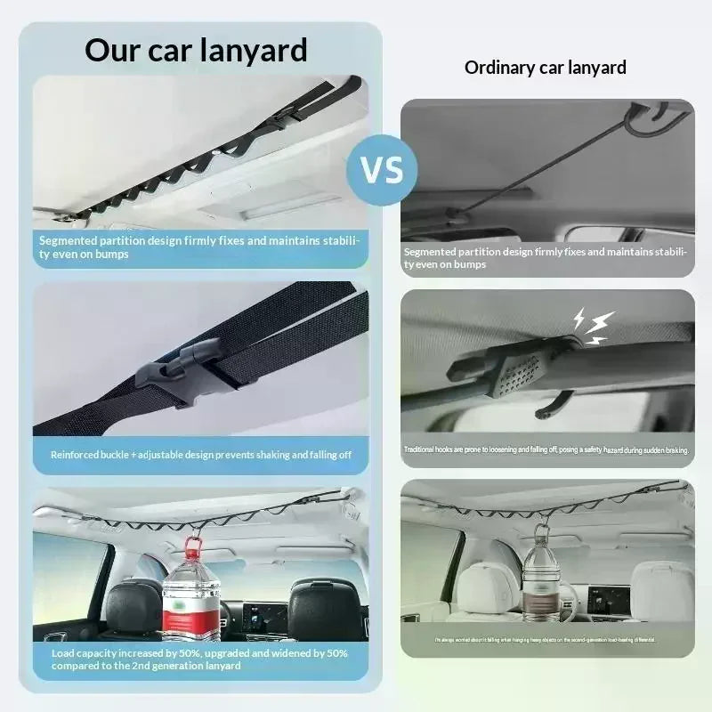 Car Clothes Drying Rope, Multi-functional Hanging Hanger For Vehicle Rear Seats, Storage And Fixing Hook Qme