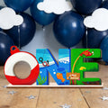 1SET 2D seaside vacation style ocean fishing theme "ONE" letter wooden desktop decoration, birthday party desktop decoration Qme Default Title