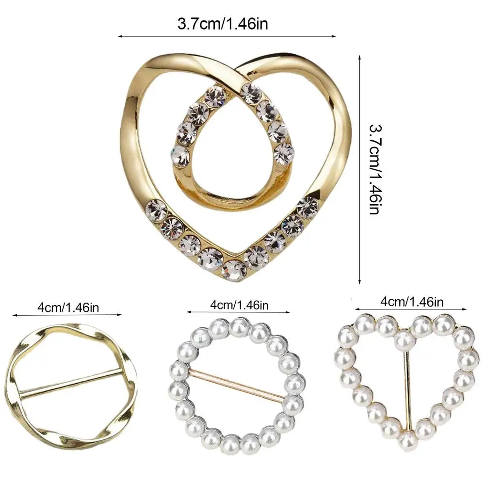 4pcs/Set Buckle Clothes For Women T-Shirt Tie Clips For Women Fashion Clothing Ring Wrap Holder Women Fashion Metal Buckle Qme Gold