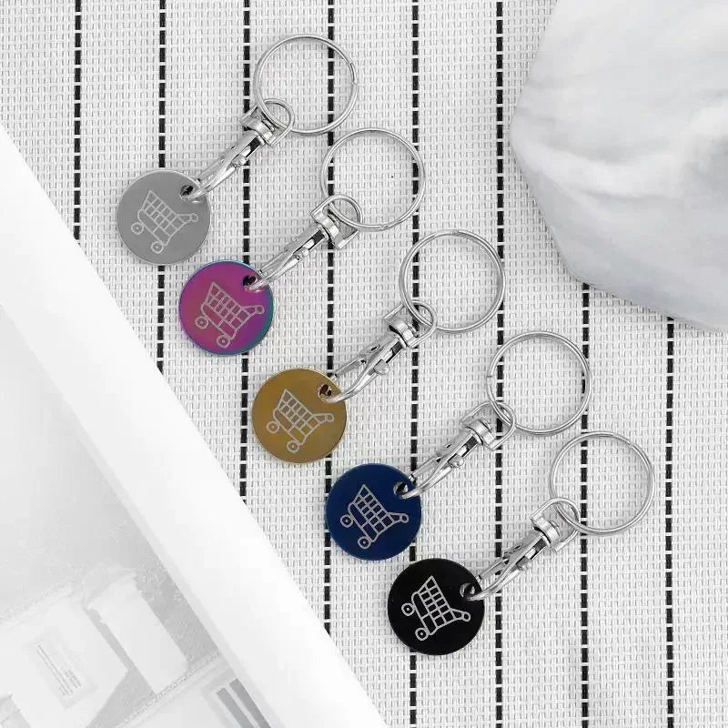 1 PCS Supermarket Token Keychain, Stainless Steel Mini Shopping Cart, Portable Stylish Pendant Qme