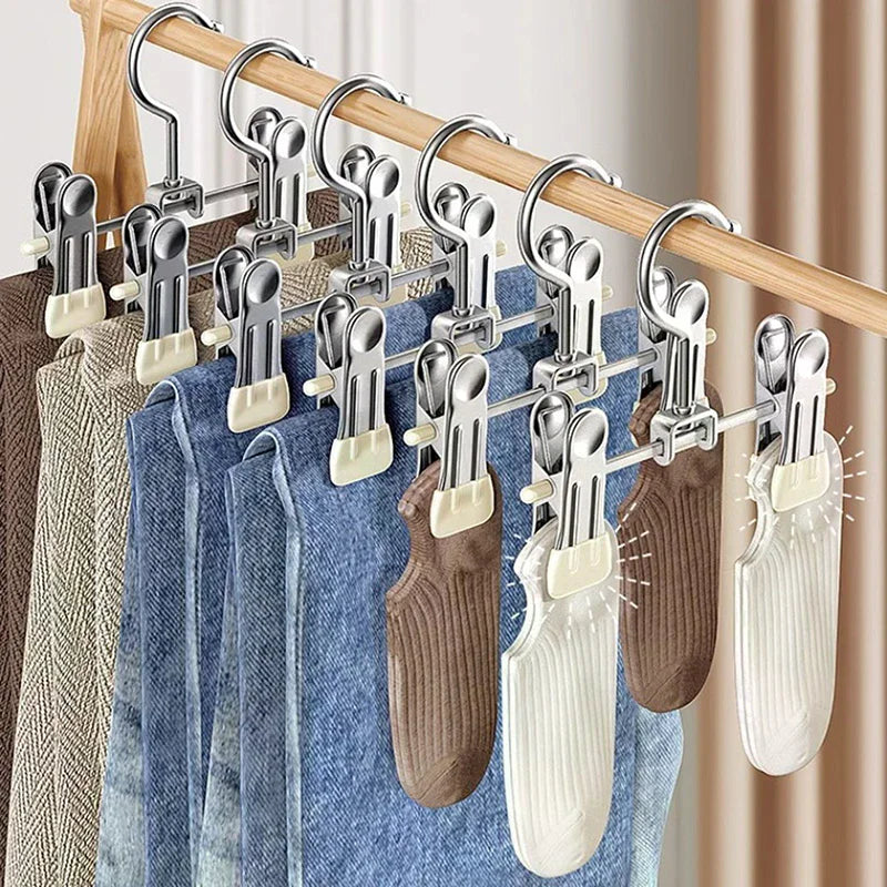 Seamless Stainless Steel Trouser Rack Adjustable Stainless Steel Shoe Rack Trouser Rack Boots Hanger Portable Qme
