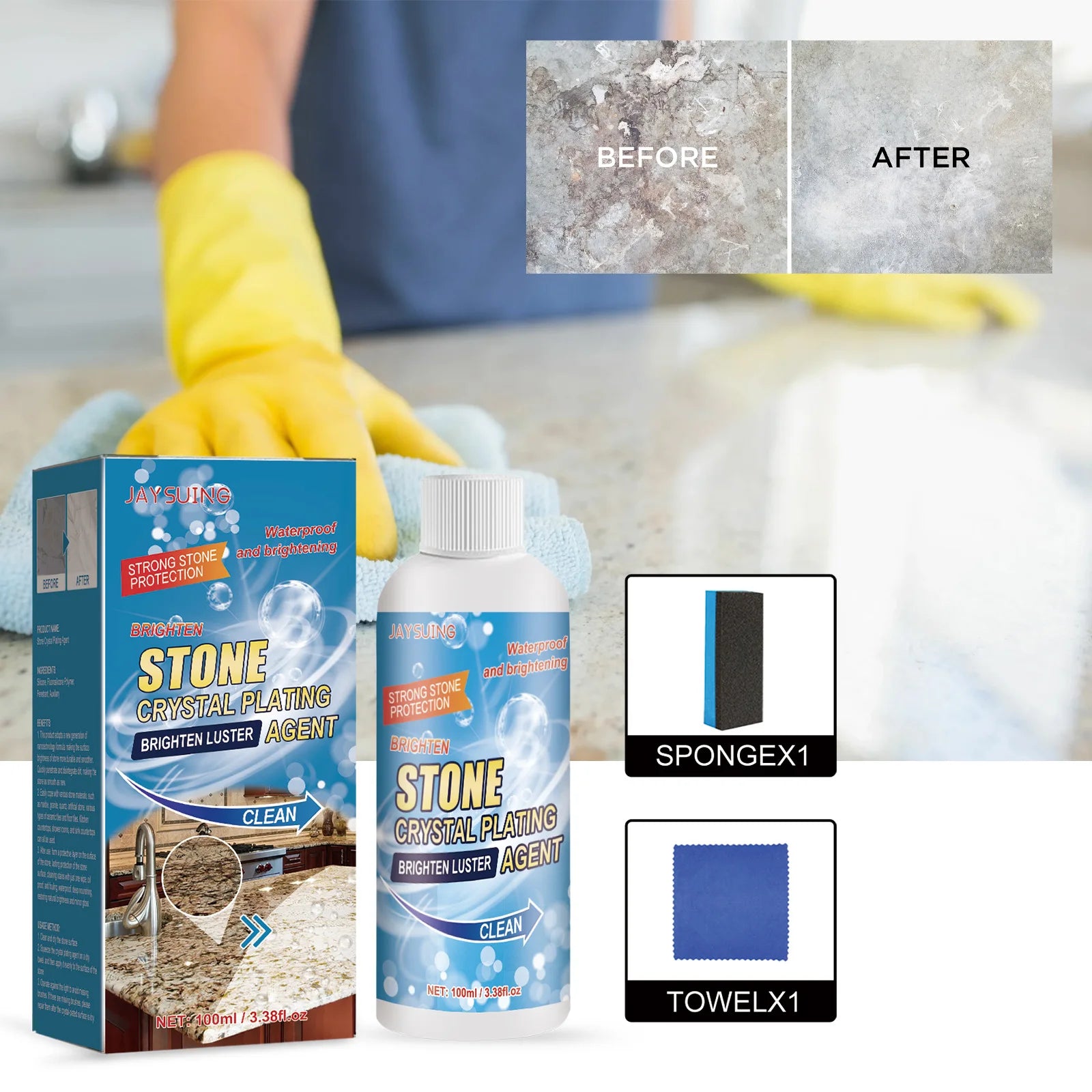 Stone Crystal Plating Agent Stonework Polishing Coating Marble Quartz Tile Anti-Corrosion Scratches Repair Stone Stain Remover Qme