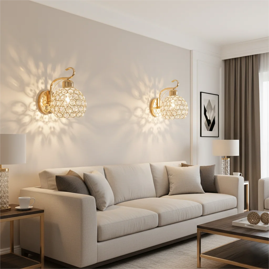 Crystal bedside lamp LED wall lamp Bedroom modern minimalist corridor wall lamp Corridor staircase Living room European style la Qme