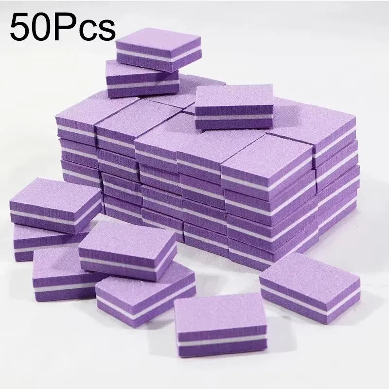 10-100PCS Mini Buffing Sanding Files Block Pedicure Care Nail Art Buffer Polish Manicure Pedicure Nail File Tools Nail Charm New Qme 50PCS Purple