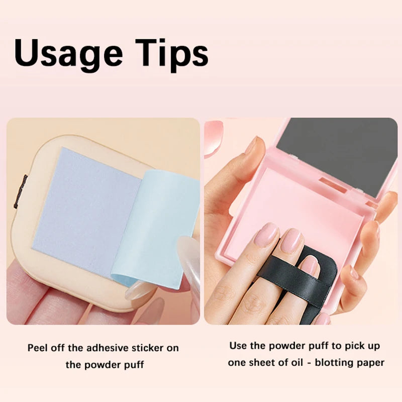 100 Oil Control Paper Mirror Housing Self-adhesive Powder Puff Face Qme