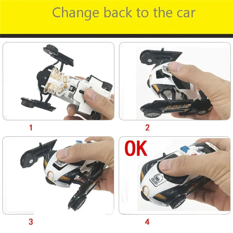 One-key Automatic Transform Robot Car Model Toy for Boys Children Plastic Funny Action Figures Deformation Vehicles Car Kid Qme