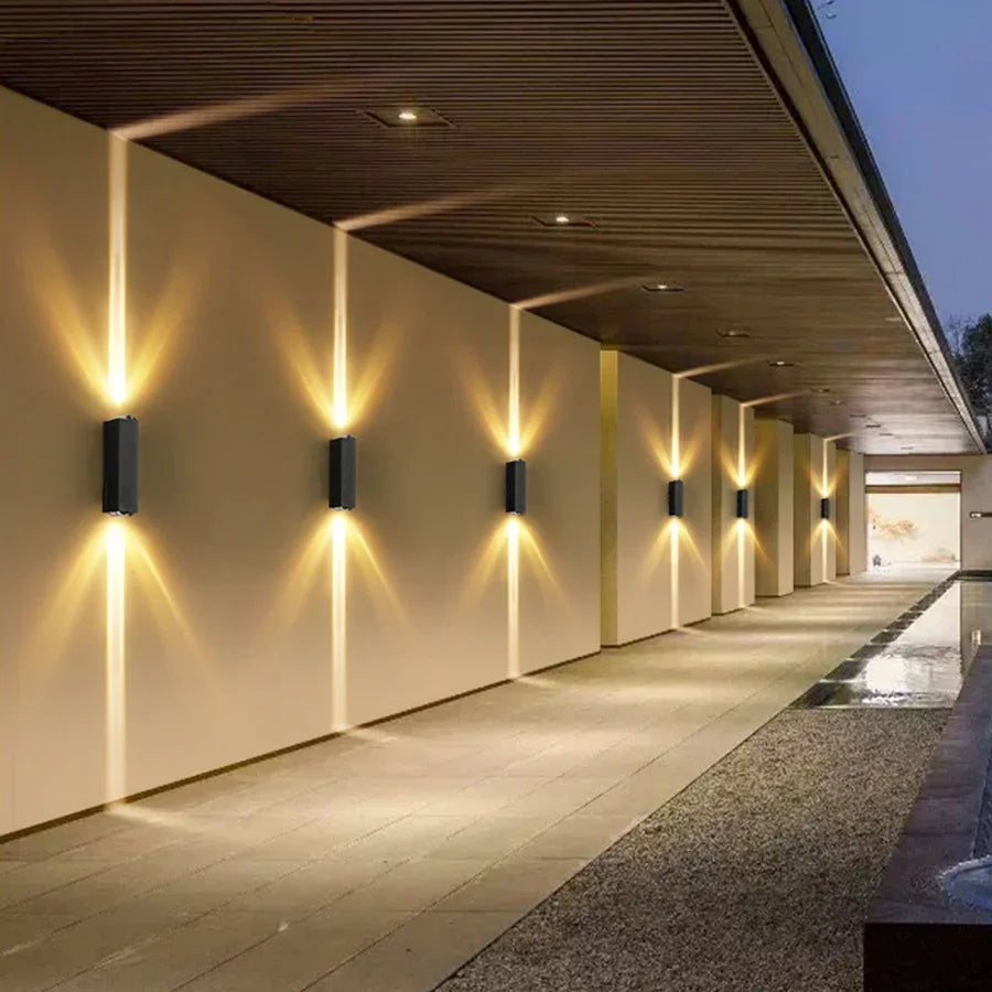 Outdoor Lighting Lens Beam Wall Lamps IP65 Waterproof Aluminum Wall Lights Corridor Garden Shopping Mall Up Down LED Porch Lamp Qme