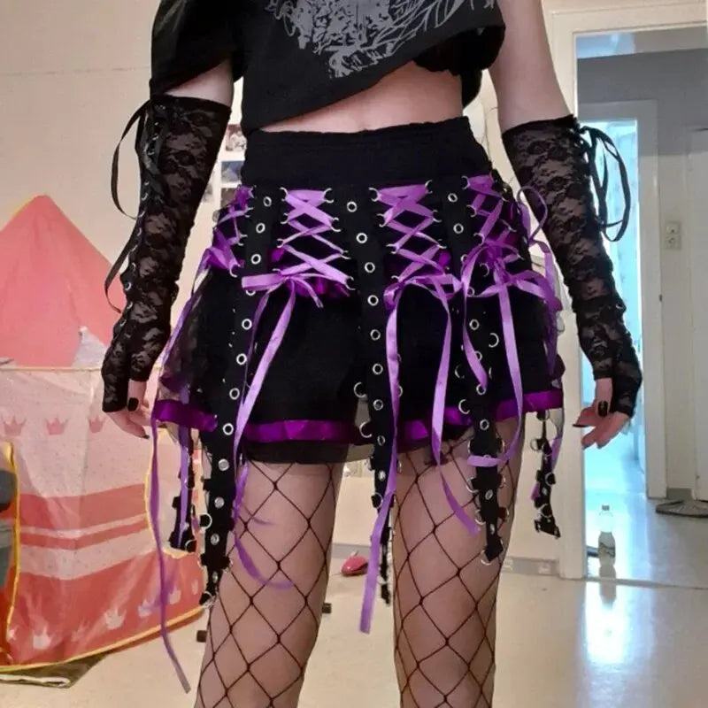 Women Sexy Lace Long Gloves Black Elbow Half-finger Ribbon Fingerless Qme