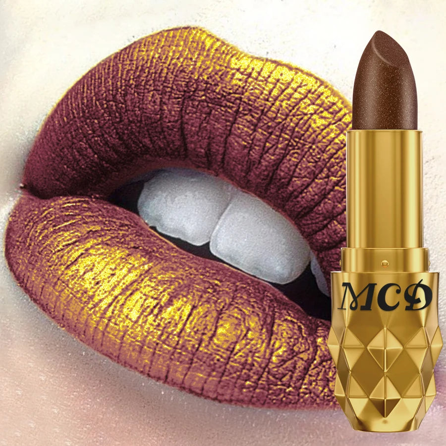 5 Colors Pearlescent Metallic Lipstick Bold& Intense Glitter Shinny Qme 304