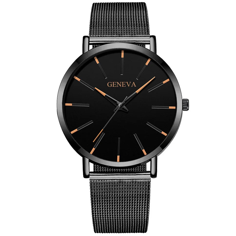Top Brand Fashion Minimalist Ultra-thin Watch Men's Business Stainless Steel Strap Steel Mesh Quartz Watch Relogio Masculino Qme