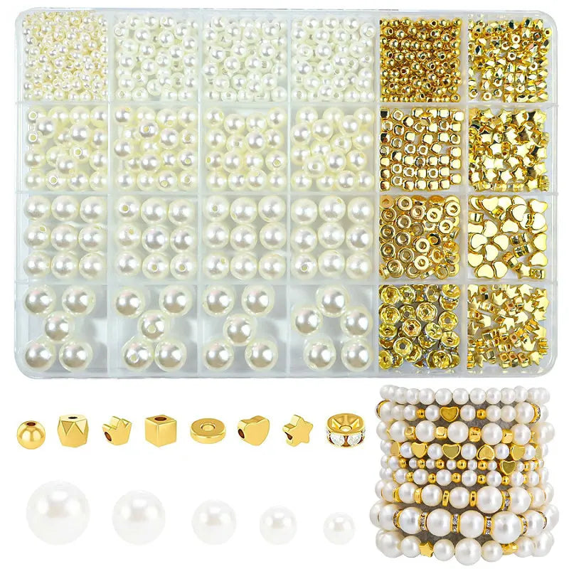 Golden Spacer Beads For Bracelets Making Kit Assorted DIY Pearl Beads Acrylic Alphabet CCB Beads Kit For Jewelry Making Supplies Qme