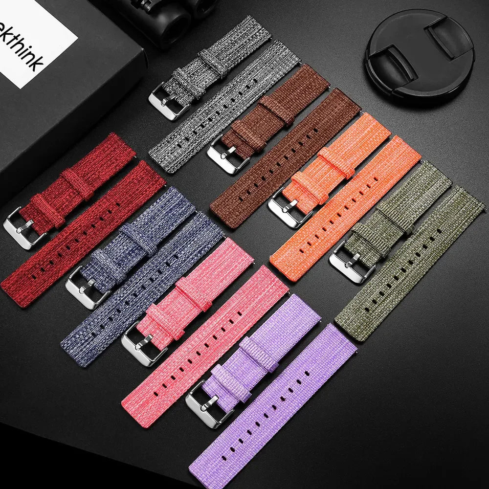 Nylon 18mm 20mm 22mm Watchband for Samsung Galaxy Watch 4 40mm 44mm Classic 42mm 46mm Gear S3 S2 Bracelet Strap For Amazfit Bip Qme