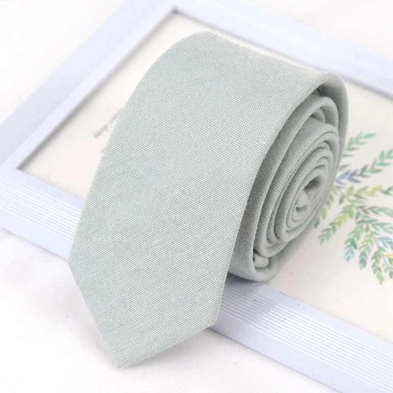 Mens Ties Classic Cotton Handmade Skinny Grey Solid Neckties Striped Qme GRAY