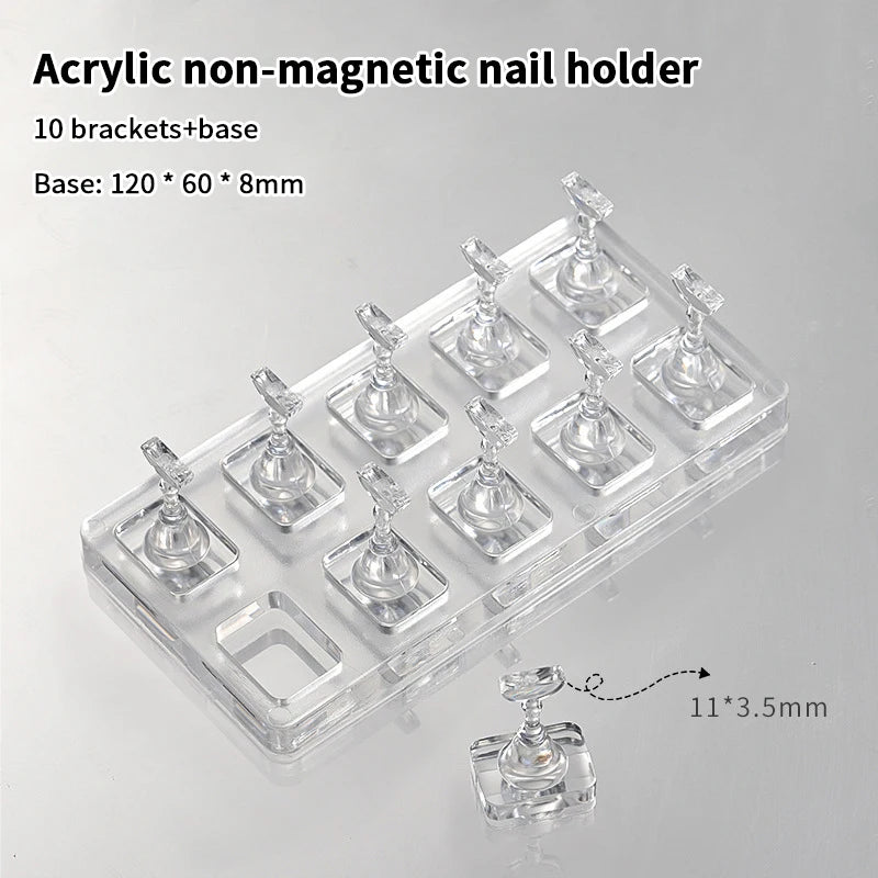 1 5 10Grid Non-magnetic Nail Display Stand Reusable Holder Sample Qme A3