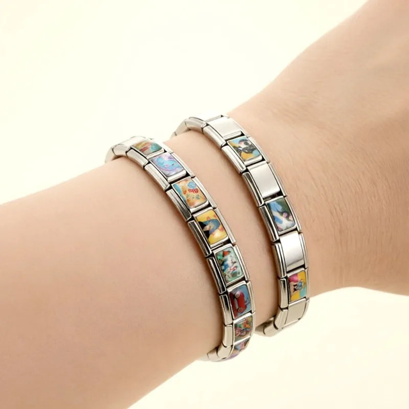 2026 Fashion Doodle Painting Beauty High-heel Swim Pool Beach Italian Charm Links Fit 9mm Bracelet Stainless Steel DIY Jewelrys Qme