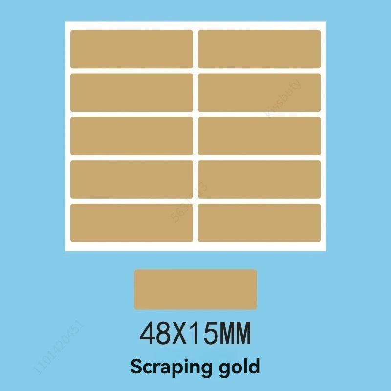 100pcs/ Pack (10 sheets) Rectangle Scratch Off Stickers Labels, 1.9 x 0.6 inch Qme gold 10 stickers