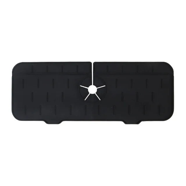 Kitchen Faucet Absorbent Mat Silicone Sink Splash Guard Water Draining Pad Countertop Protector Table Cushion Place Mat Bathroom Qme black