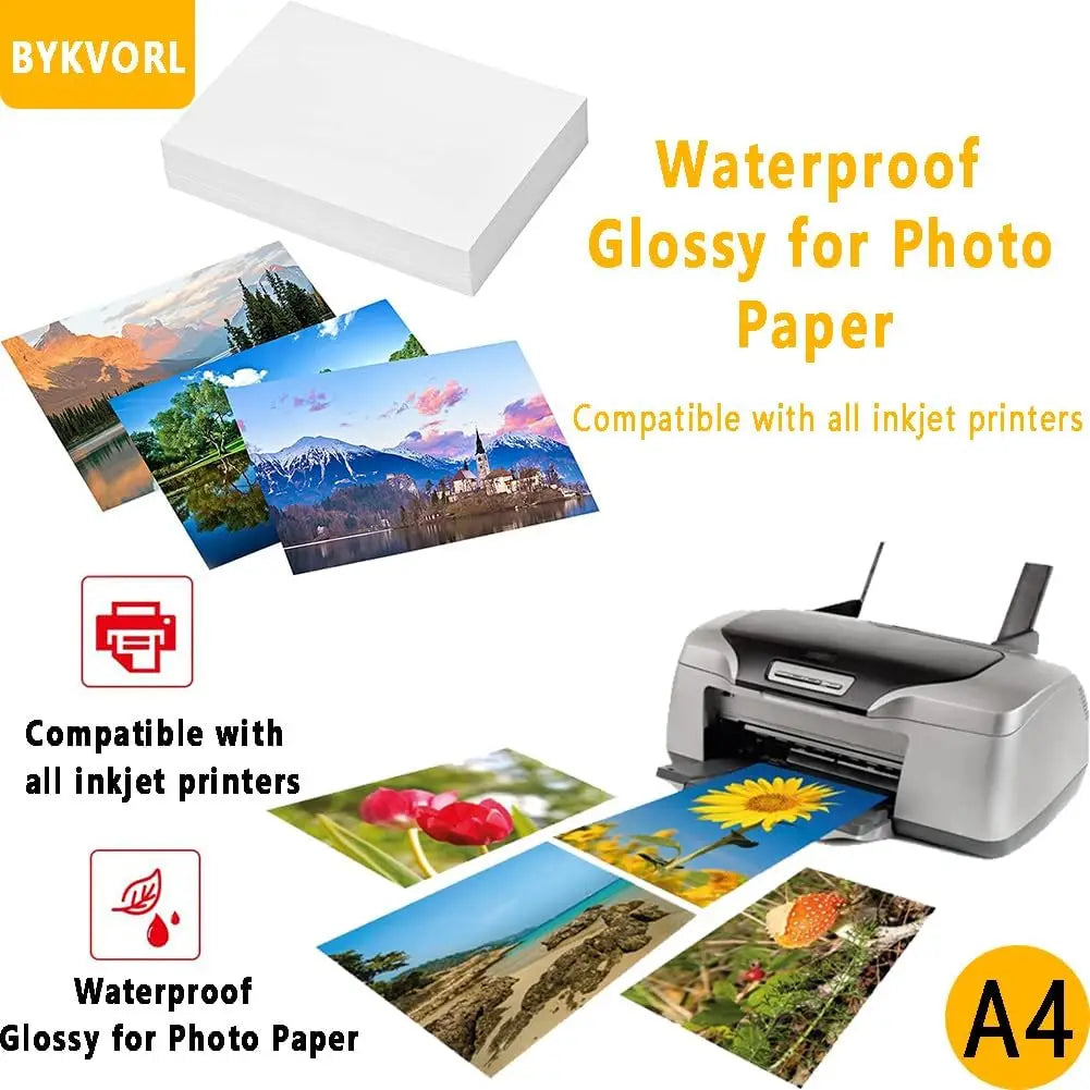 A4(8.27"×11.7") Photo Paper , Waterproof Glossy for Photo Paper，A4 Size 230gsm Waterproof Embossed Card Paper Inkjet Photo Paper Qme