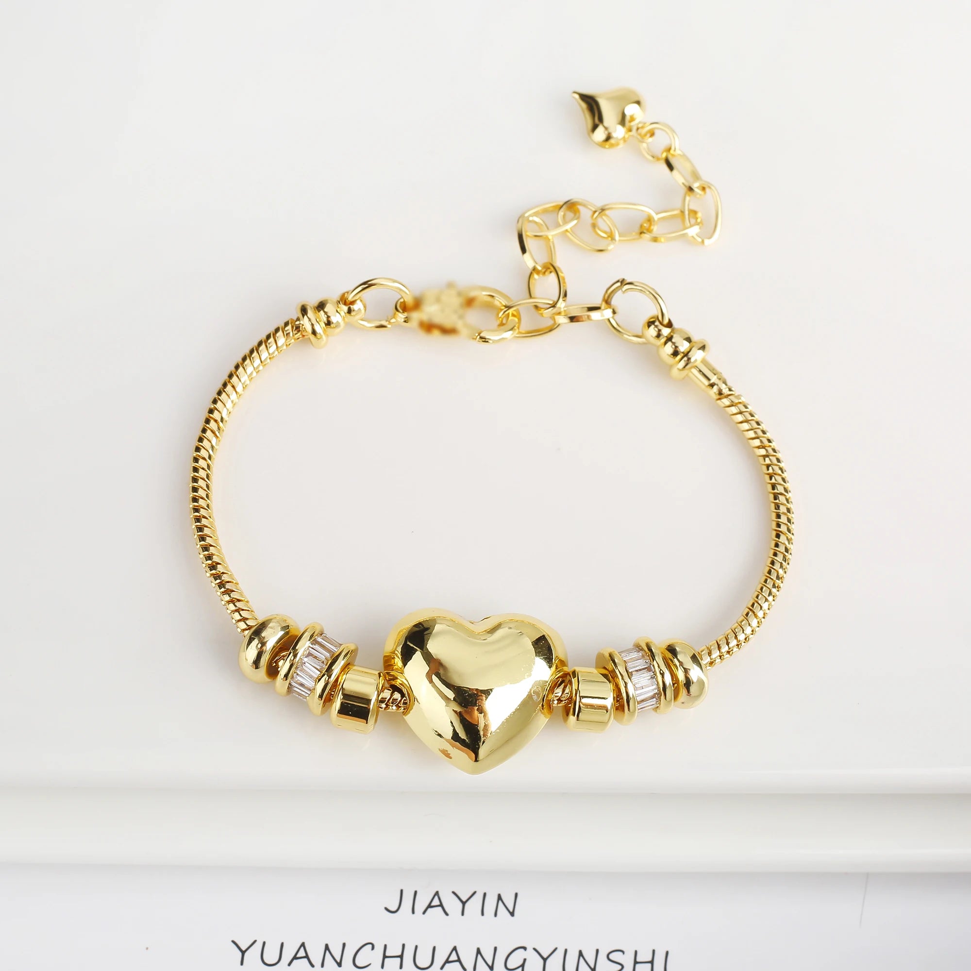 Sweet Romantic Glossy Heart Shape Snake Bone Chain Bracelet Adjustable For Women Wrist Jewelry Engagement Wedding Party Gifts Qme 3