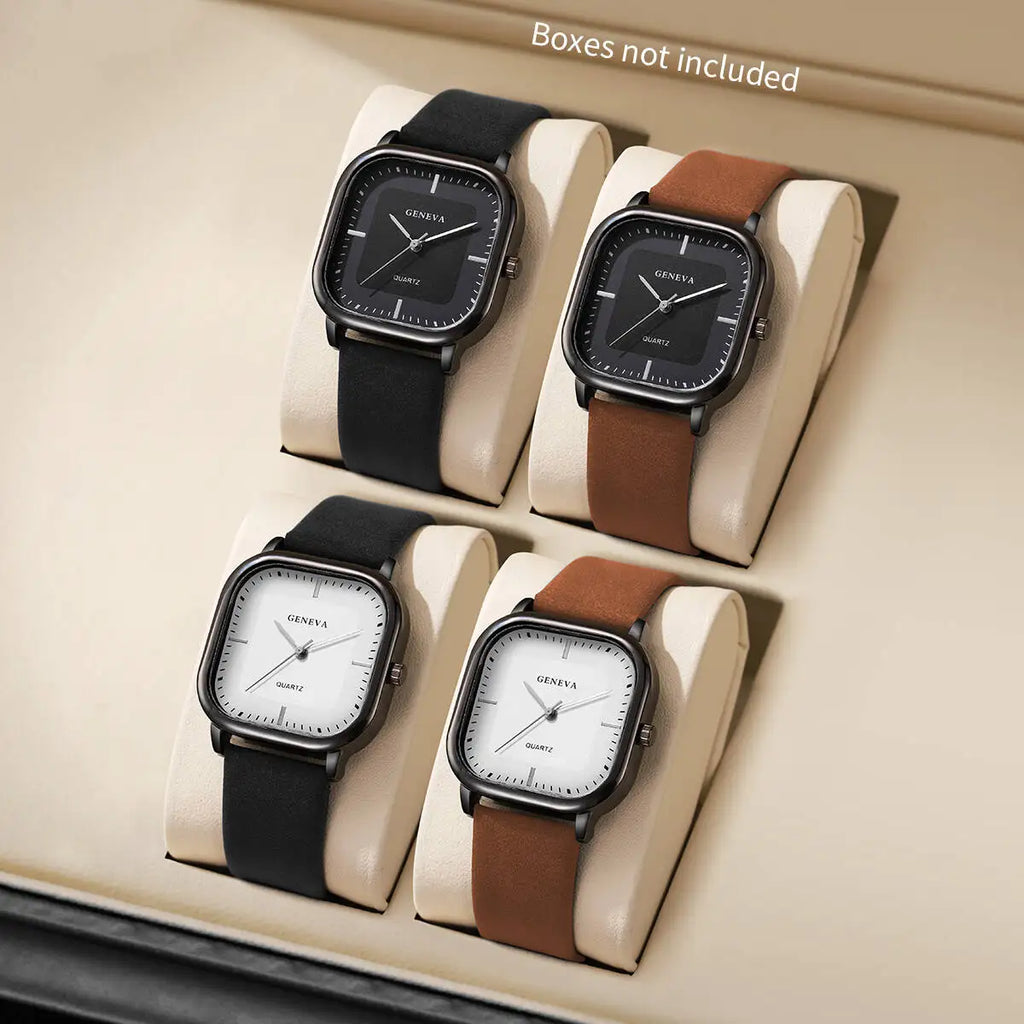 Square Watch: Unisex, Fashionable Quartz Watch with Minimalist & Trendy Design, Faux Leather Accents and Alloy Material Qme