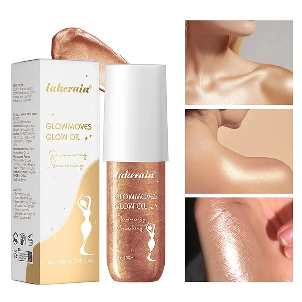Lakerain Glowmotions Glow Body Oil 100ml Long Lasting Hydrating Shimmer Bronze Non-Greasy Summer Body Care Glow Oil Makeup Qme Rio Sunset CN