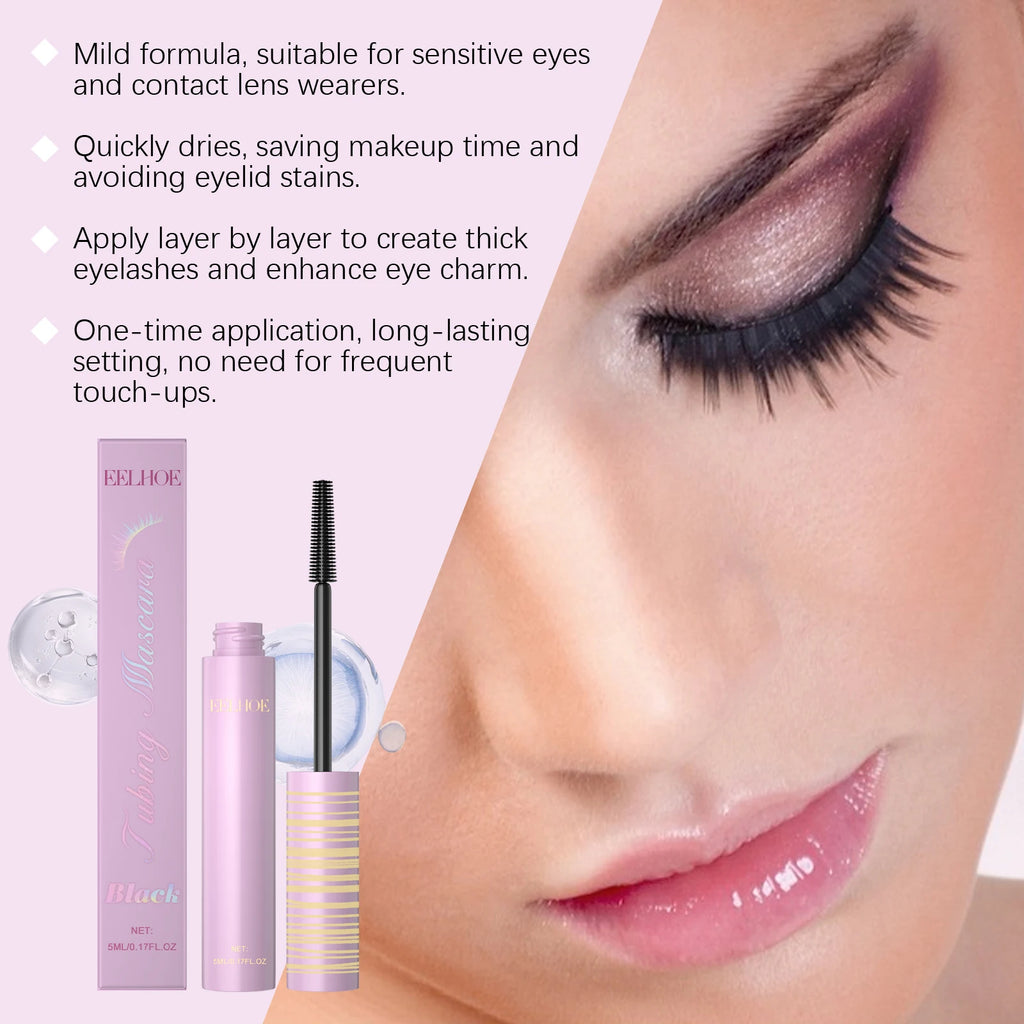 Black Lengthening Mascara Natural Volumizing Curling Eyelashes Smudge-Proof Waterproof Clump-Free Gentle Care Black Mascara 5ml Qme