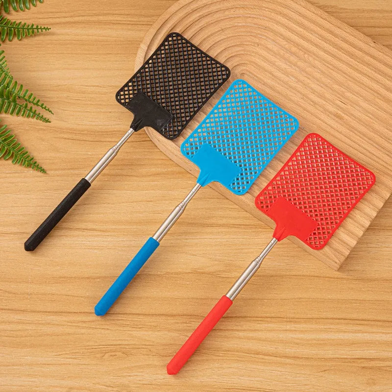 1 Pack Of Black Creative Fly Swatter Mosquito Swatter Stainless Steel Expansion Design Fly Repellent Supplies Qme