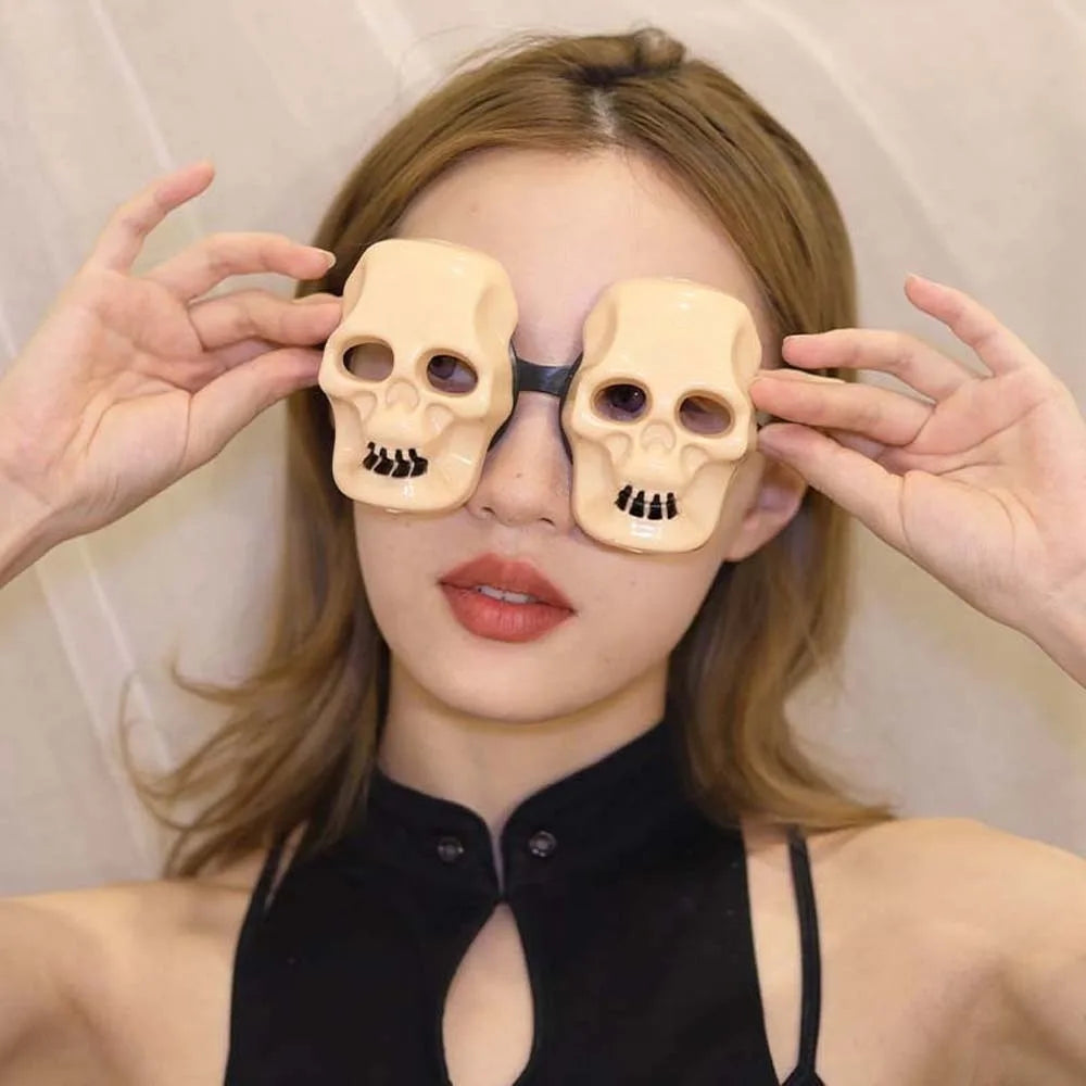 Skeleton Hand Halloween Party Sunglasses Spider Web Dark Lenses Funny Qme